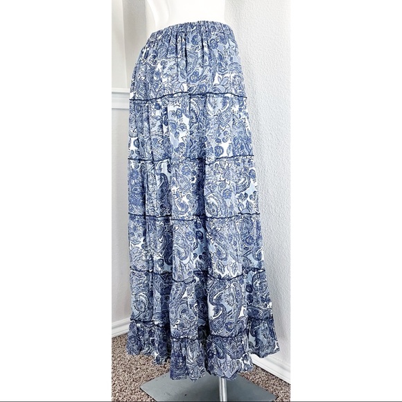 Rachel Zoe Tiered Maxi Skirt Cotton Floral Print Size M New w/Tag Retail ~$120 - Picture 4 of 9